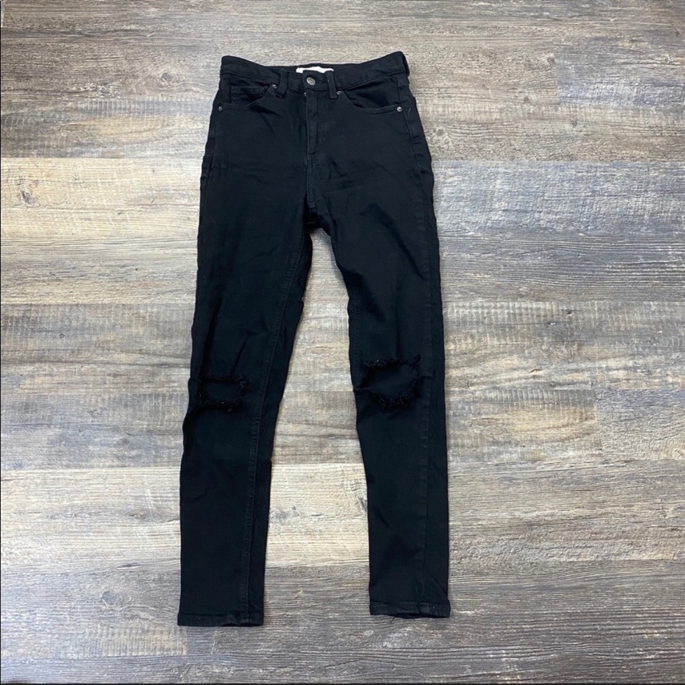 Topshop Black Distressed Jamie Jeans